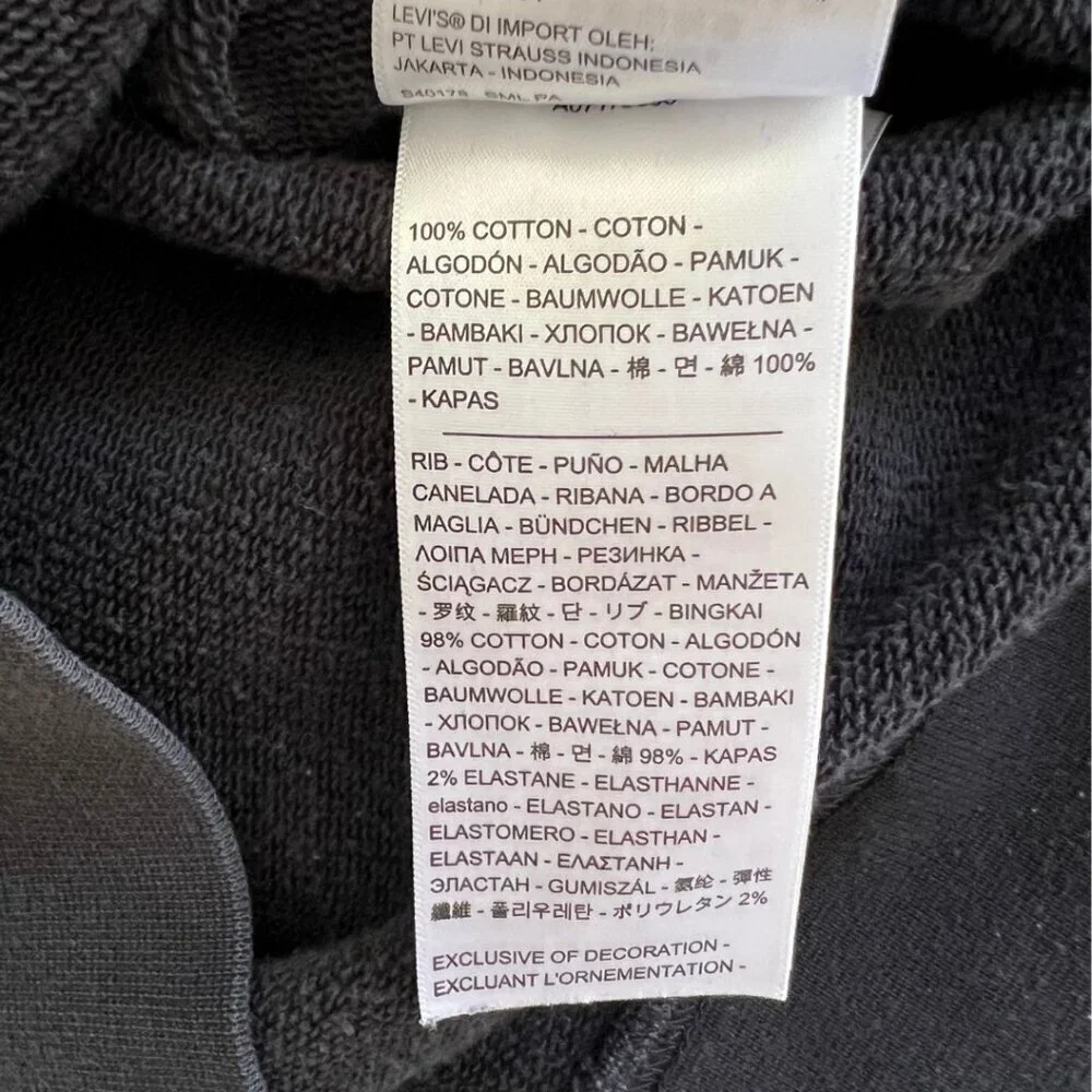 Levi's Black Crewneck Logo Fleece Sweater Men's XS